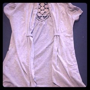 Nice gray lace back cardigan